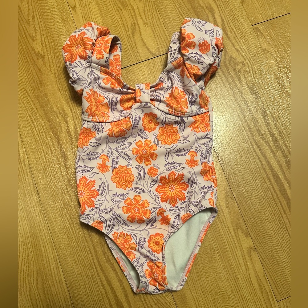 Janie and Jack Orange Floral One-Piece Swimsuit